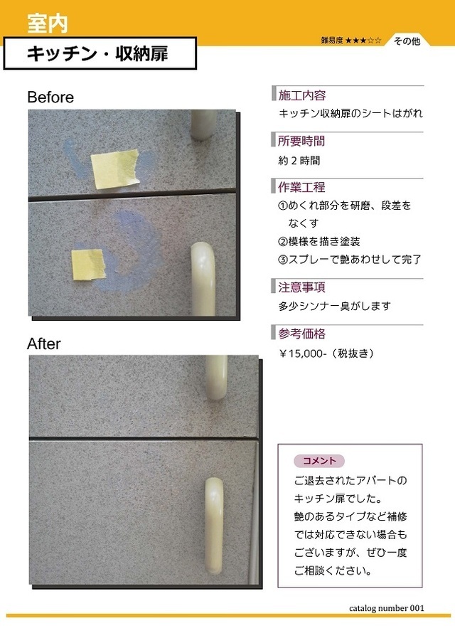 キッチン収納扉の補修